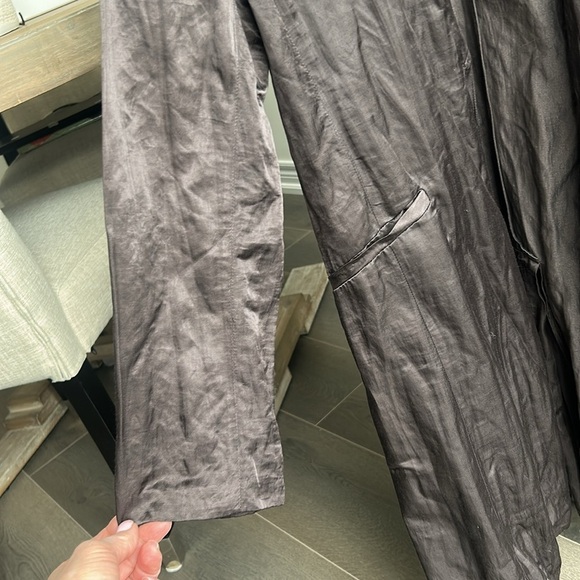 Eileen Fisher Brown Crinkle Satin Jacket 3/4 Duster Jacket women size S - Picture 10 of 13